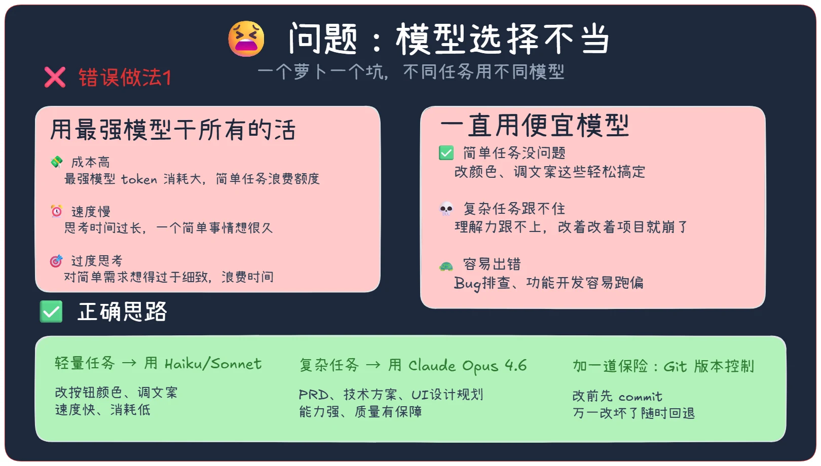 Vibecoding 让AI 更听话的3个技巧 · 步骤 3：技巧二：模型选择和版本控制